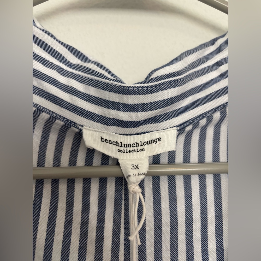 BEACH LUNCH LOUNGE NWT STRIPED BUTTON UP SHIRT SZ 3X - Picture 4 of 9